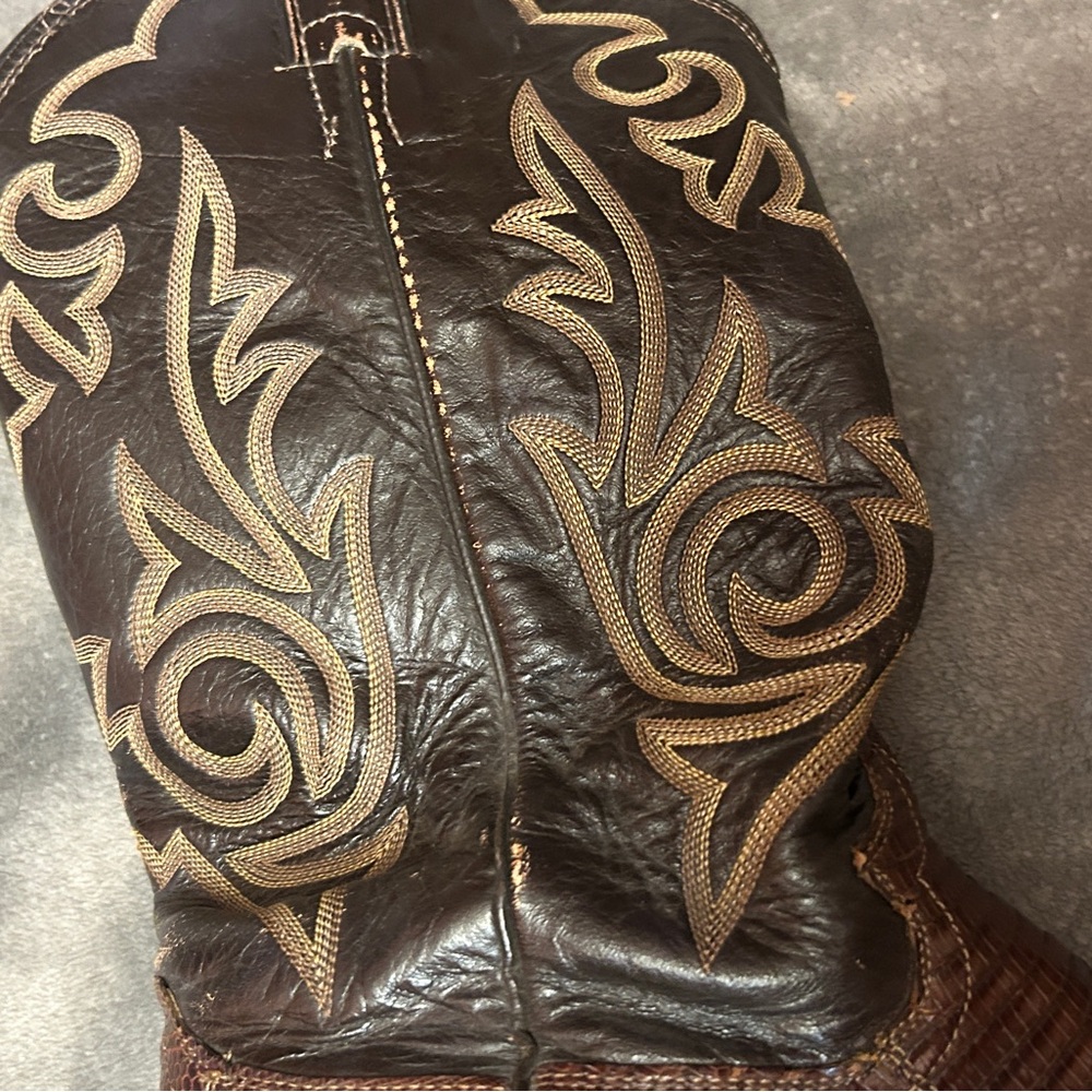 Vintage Justin Lizard Skin Cowboy Boots - Size 9D Brown - Picture 11 of 12